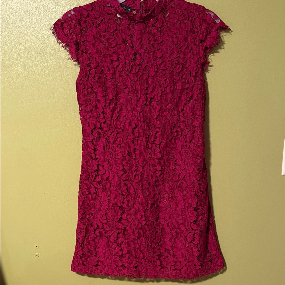 Simply Styled Burgundy Lace Mini Dress